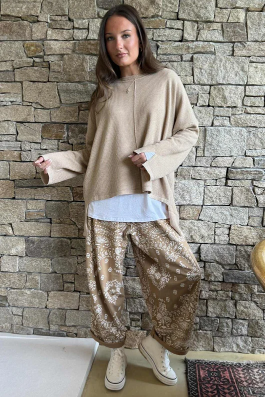 Frankie Waffle Box Knit Oatmeal /25=